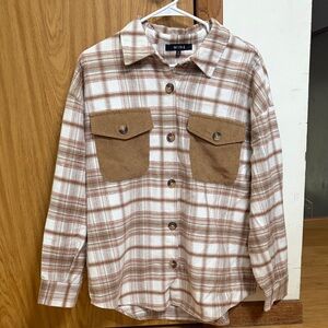 Mine Tan and White Plaid flannel